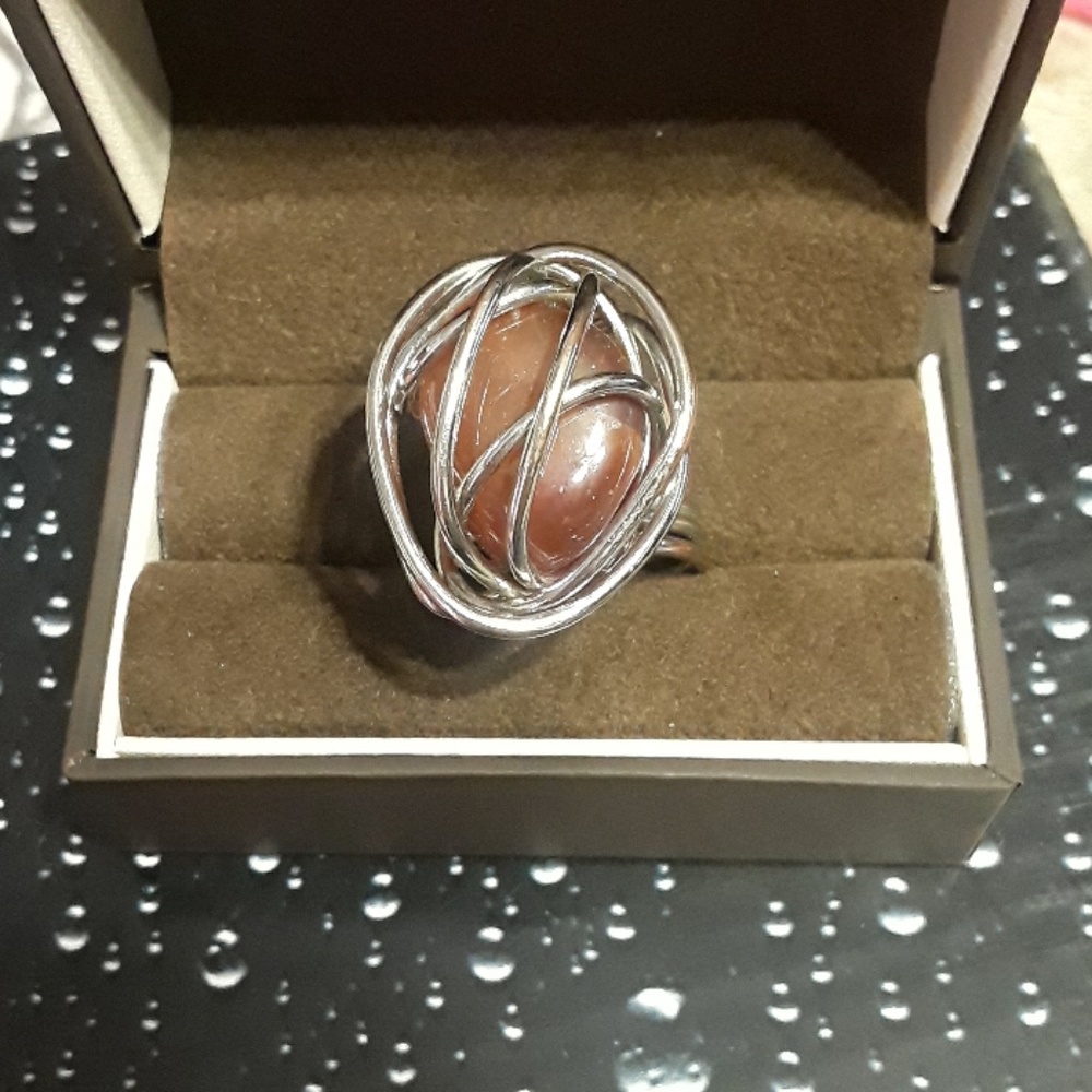 Silver Wire Wrapped Gem Ring